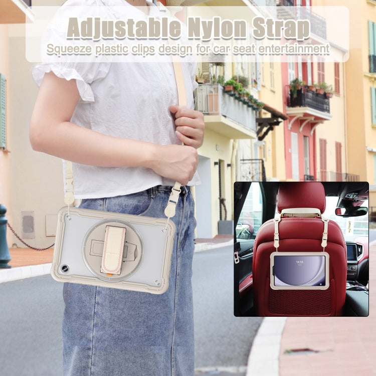 For Samsung Galaxy Tab A9 X110/X115 Powerful Sailor Hand Grip Heavy Duty Hybrid Tablet Case with Strap(Khaki) by bashfashion