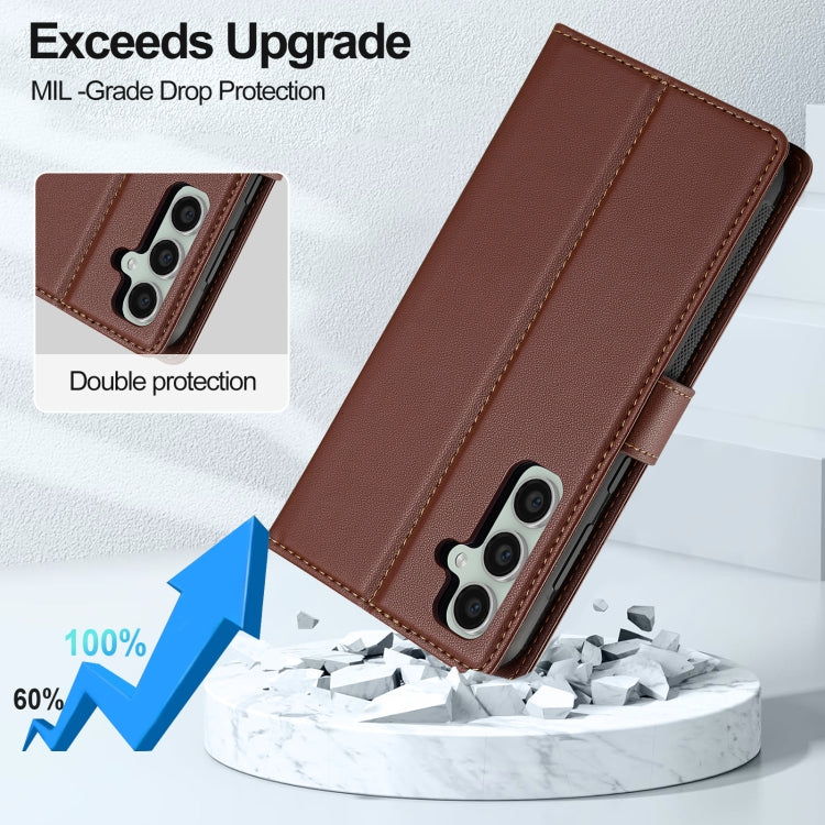 For Samsung Galaxy S24+ 5G LC.IMEEKE L2 Series Detachable Magsafe PU Phone Case with Lanyard(Brown) by LC.IMEEKE