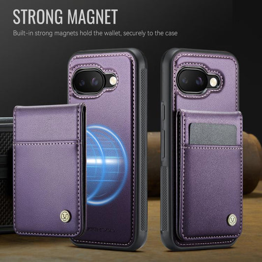 For Google Pixel 9a JEEHOOD J06 British Style RFID MagSafe Card Bag PU Phone Case(Purple) by JEEHOOD