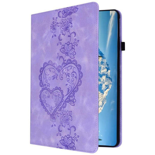 For Samsung Galaxy Tab S10 / S9 / S8 Love Hearts Embossed Leather Tablet Case(Purple) by bashfashion