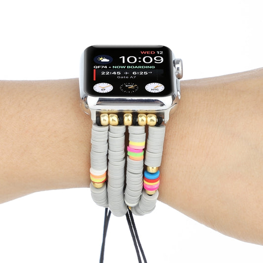 Bohemian Style Soft Ceramic Beaded Strap For Apple Series 7 41mm / 6 & SE & 5 & 4 40mm / 3 & 2 & 1 38mm(Grey) by bashfashion