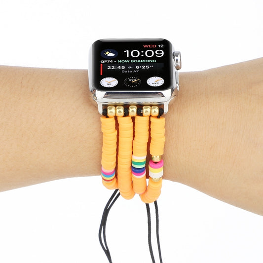 Bohemian Style Soft Ceramic Beaded Strap For Apple Series 7 41mm / 6 & SE & 5 & 4 40mm / 3 & 2 & 1 38mm(Yellow) by bashfashion