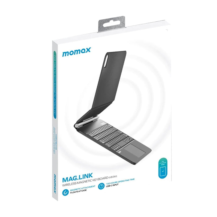 MOMAX KB3M MAG LINK Wireless Suspended Magnetic Keyboard Leather Case For iPad Pro 11 2022 / 2021 / 2020 / 2018 / Air 2022 / 2020 10.9 (Black) by MOMAX