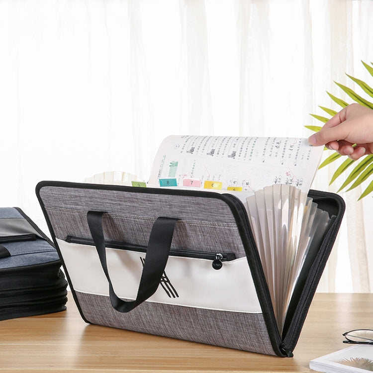 Student Insert Data Storage File Bag Waterproof 13 Grid Portable Organ Bag(4719 Letter Gray) by bashfashion