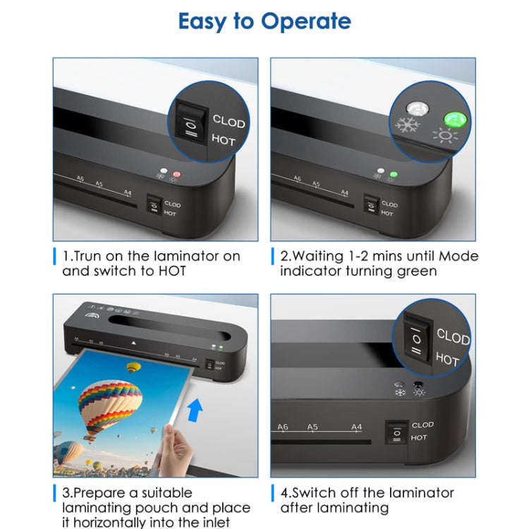 FN333 A4 Photo Laminating Machine With Hot And Cold Mode, Size: Set 1(US Plug) by bashfashion