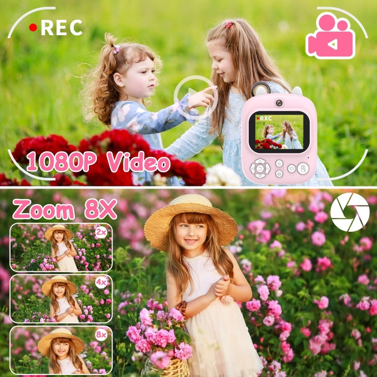 1200W Pixel 2.4 Inch Display Children Print Instant Camera 32G+Card Reader Blue by bashfashion