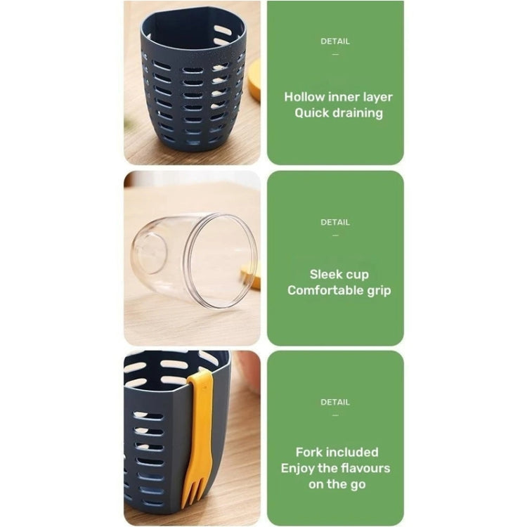 600ml Fruit and Veggie Snack Cup with Lid and Fork Airtight Leak-proof Salad Box(White) by bashfashion