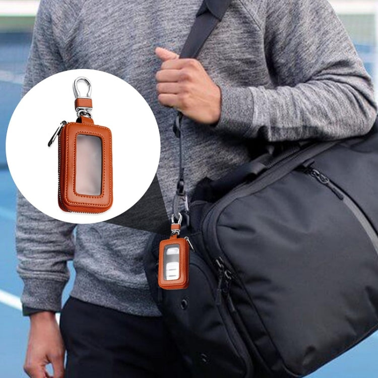 Car Remote Control Universal Visible Zipper Key Case(Yellow) by bashfashion