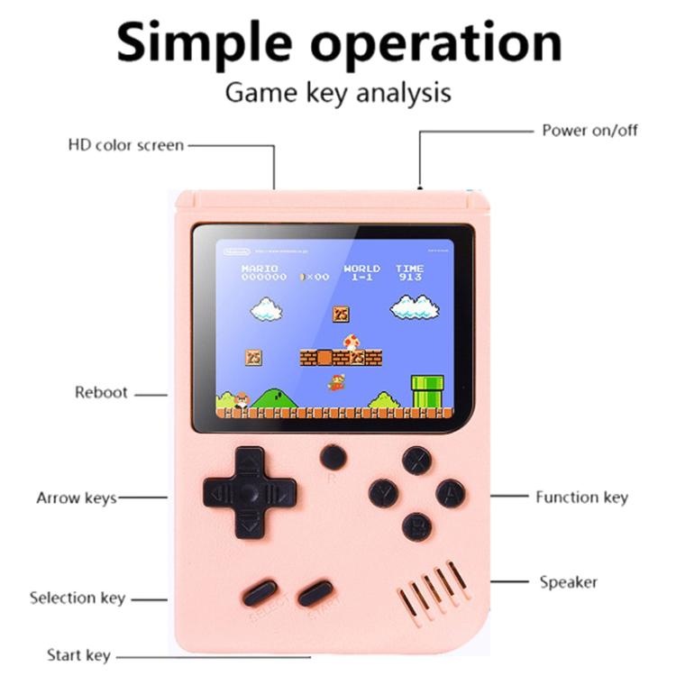 MK500 Macaron Mini Retro Classic Handheld Game Console for Kids Built-in 500 Games, Support AV Output(Pink) by bashfashion