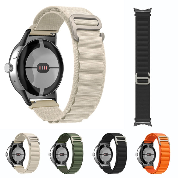 For Google Pixel Watch Nylon Loop Black Connector Watch Band(Starlight Color) by bashfashion