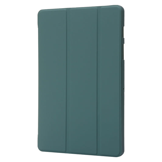 For Samsung Galaxy Tab S10 FE / S9 FE / S9 3-Fold Holder Silicone Leather Tablet Case(Dark Green) by bashfashion