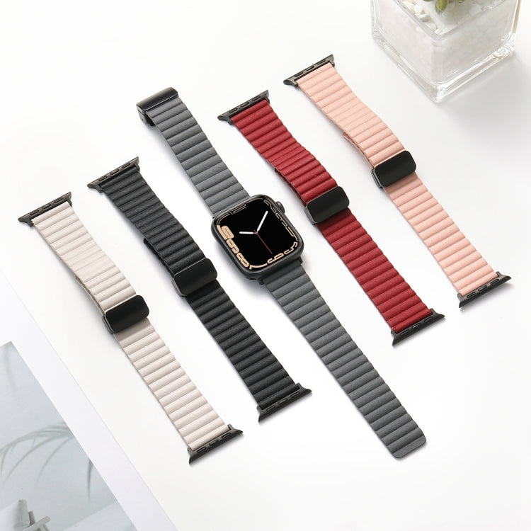 For Apple Watch Series 6 40mm Water Ripple Magnetic Folding Buckle Watch Band, Style: Bold Version(Black) by bashfashion