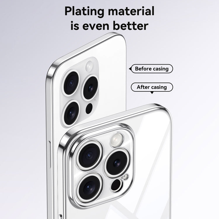 For iPhone 16 SULADA Electroplated Clear TPU Soft Frame Phone Case with Wrist Strap(Purple) by SULADA