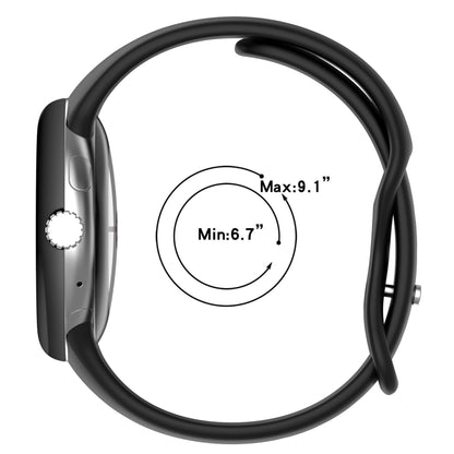 For Google Pixel Watch Water Drop Slimming Butterfly Button Solid Silicone Band(Black) by bashfashion