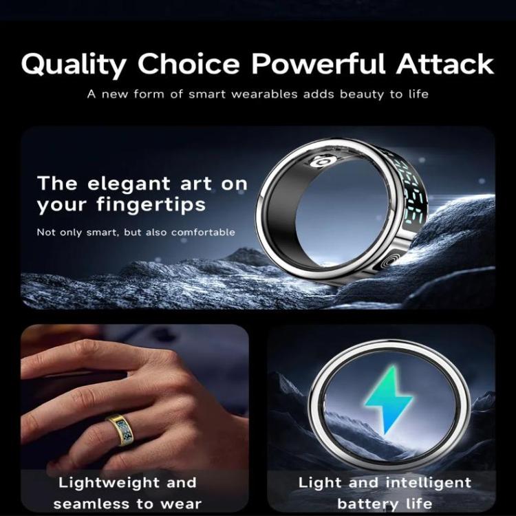 SR08 SIZE 10 Smart Ring, Support Hand Gestures Control / Health Monitoring / Multiple Sports Modes(Gold) by bashfashion