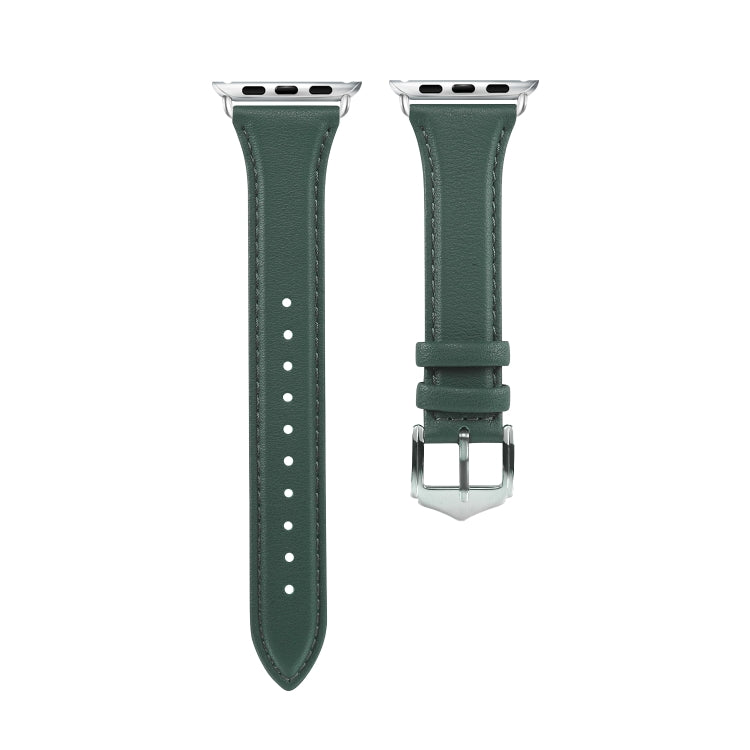 For Apple Watch 3 / 2 / 1 Generations 38mm Universal Thin Leather Strap(Blackish Green) by bashfashion