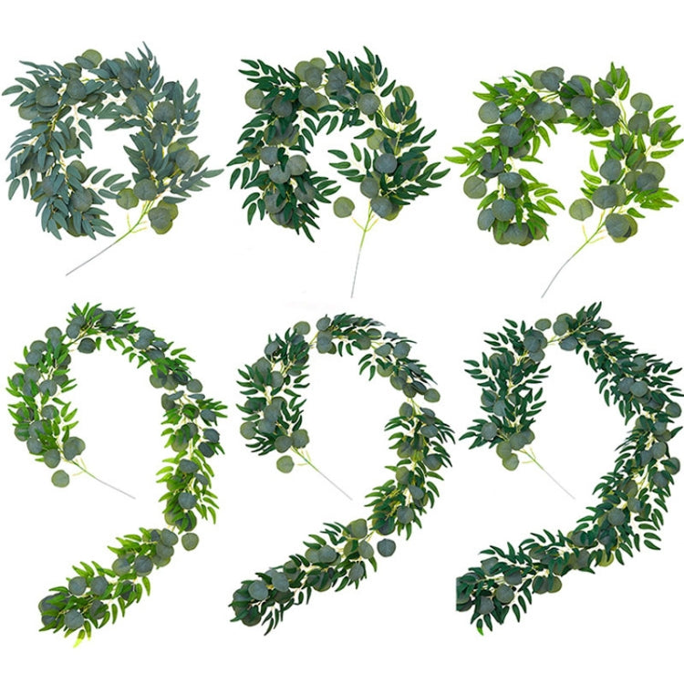 Artificial Greenery Eucalyptus Leaf Vine Simulation Rattan Home Decoration, Style: 2m Eucalyptus +5 Leaves Willow Gray White by bashfashion