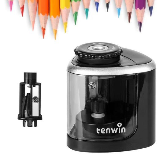 TENWIN Electrical Pencil Sharpener Student Stationery Semi-Automatic Sharpeners Battery Model(Black) by TENWIN