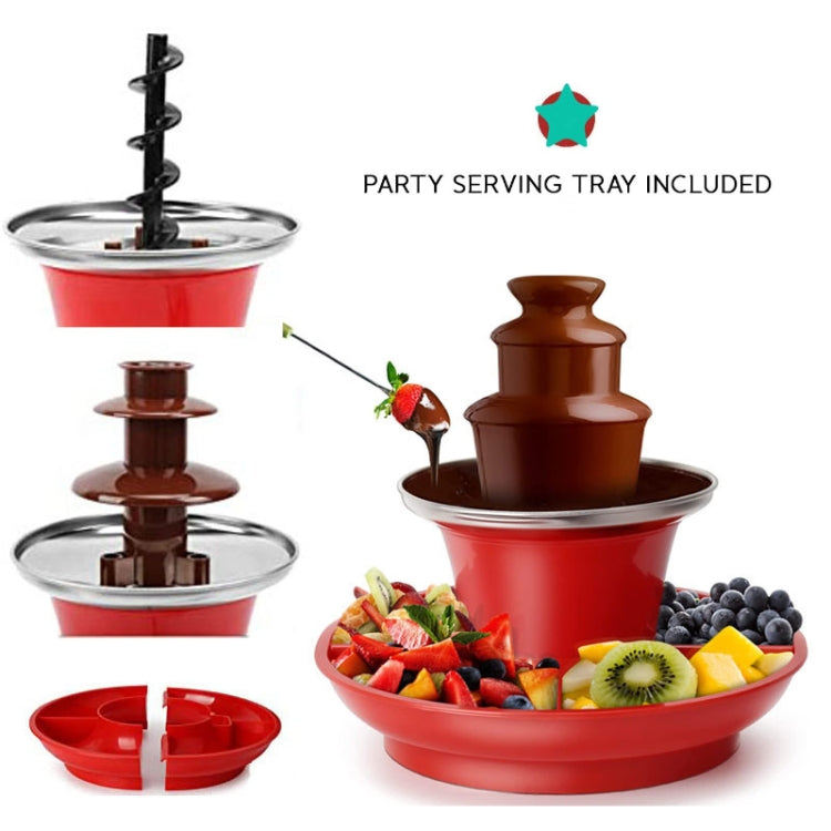 35W 3 Tier Chocolate Fountain Mini Fondue Set with Hot Melting Pot Base 220V EU Plug by bashfashion