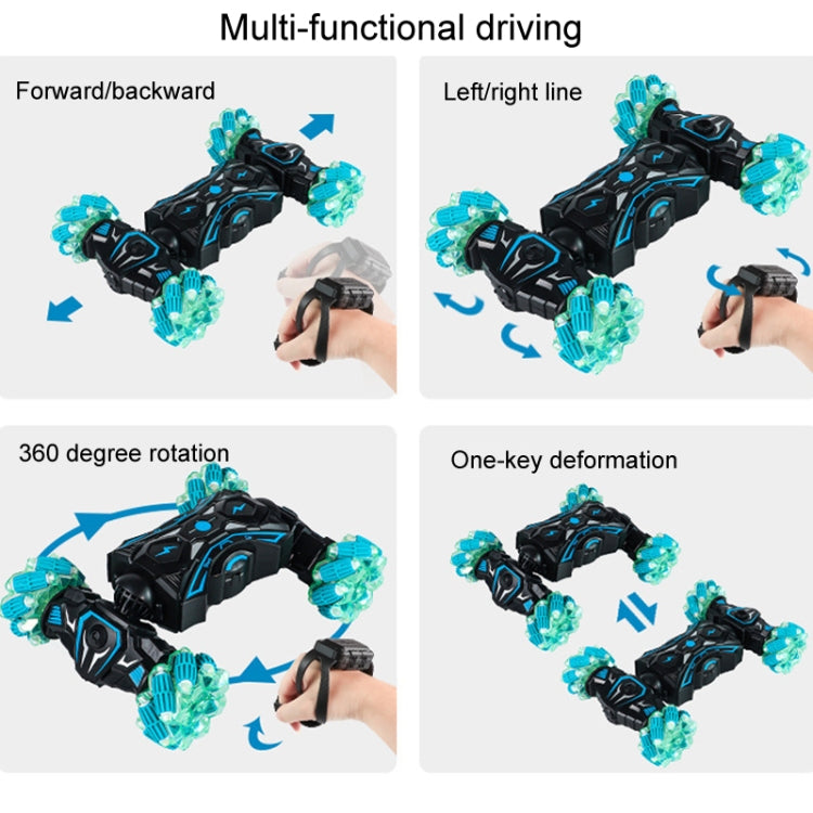 2.4G Spray RC Car Gesture Sensor Music Lights Twist Stunt Drift Car Double Side Driving Buggy Toy, Color: Handle+Watch RC Blue by bashfashion